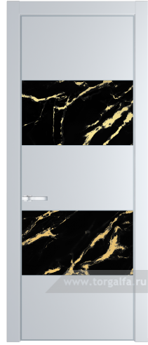 Дверь со стеклом ProfilDoors 22PA Нефи черный узор золото с профилем Серебро (Вайт (RAL 110 96 02))