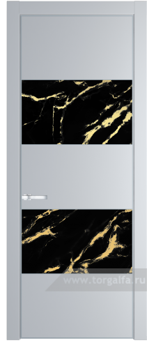 Дверь со стеклом ProfilDoors 22PA Нефи черный узор золото с профилем Серебро (Лайт Грей (RAL 870-01))