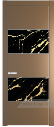 Дверь со стеклом ProfilDoors 22PA Нефи черный узор золото с профилем Серебро (Перламутр золото)