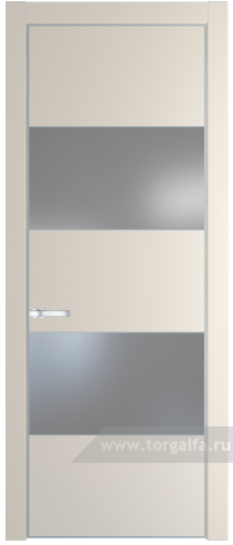 Дверь со стеклом ProfilDoors 22PA Lacobel Серебряный лак с профилем Серебро (Кремовая Магнолия (RAL 120-04))