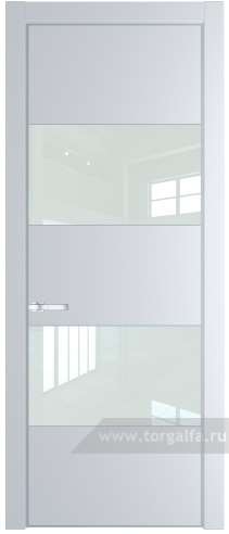 Дверь со стеклом ProfilDoors 22PA Lacobel Белый лак с профилем Серебро (Вайт (RAL 110 96 02))