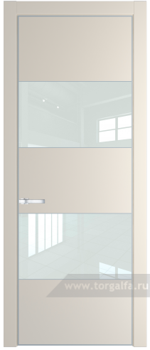 Дверь со стеклом ProfilDoors 22PA Lacobel Белый лак с профилем Серебро (Кремовая Магнолия (RAL 120-04))