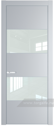 Дверь со стеклом ProfilDoors 22PA Lacobel Белый лак с профилем Серебро (Лайт Грей (RAL 870-01))