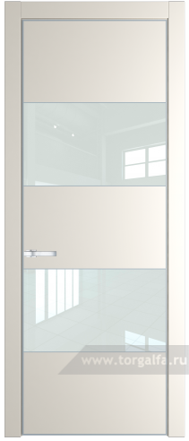 Дверь со стеклом ProfilDoors 22PA Lacobel Белый лак с профилем Серебро (Перламутр белый)