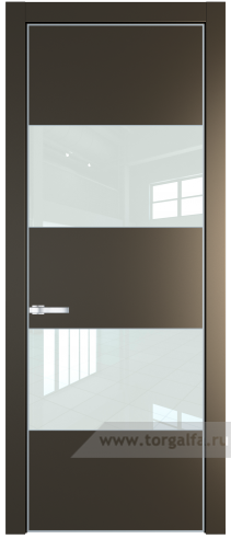 Дверь со стеклом ProfilDoors 22PA Lacobel Белый лак с профилем Серебро (Перламутр бронза)