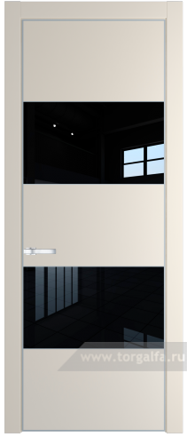Дверь со стеклом ProfilDoors 22PA Lacobel Черный лак с профилем Серебро (Кремовая Магнолия (RAL 120-04))
