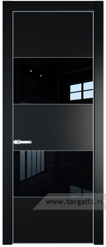 Дверь со стеклом ProfilDoors 22PA Lacobel Черный лак с профилем Серебро (Блэк)