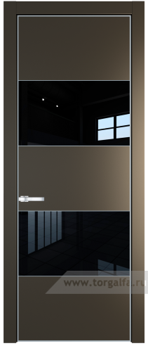 Дверь со стеклом ProfilDoors 22PA Lacobel Черный лак с профилем Серебро (Перламутр бронза)