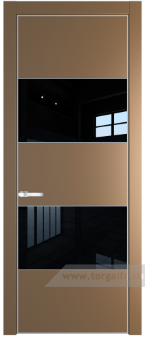 Дверь со стеклом ProfilDoors 22PA Lacobel Черный лак с профилем Серебро (Перламутр золото)