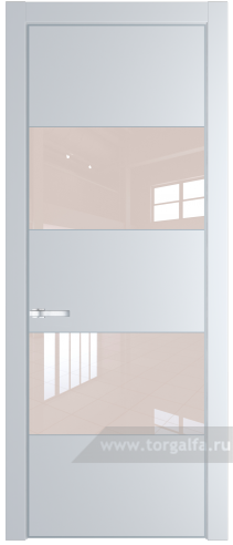 Дверь со стеклом ProfilDoors 22PA Lacobel Перламутровый лак с профилем Серебро (Вайт (RAL 110 96 02))