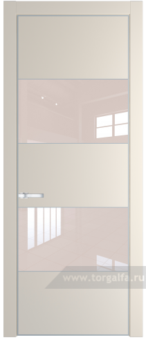 Дверь со стеклом ProfilDoors 22PA Lacobel Перламутровый лак с профилем Серебро (Кремовая Магнолия (RAL 120-04))