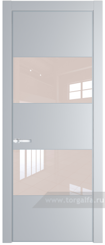 Дверь со стеклом ProfilDoors 22PA Lacobel Перламутровый лак с профилем Серебро (Лайт Грей (RAL 870-01))