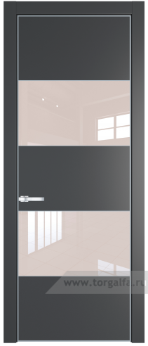 Дверь со стеклом ProfilDoors 22PA Lacobel Перламутровый лак с профилем Серебро (Графит (Pantone 425С))