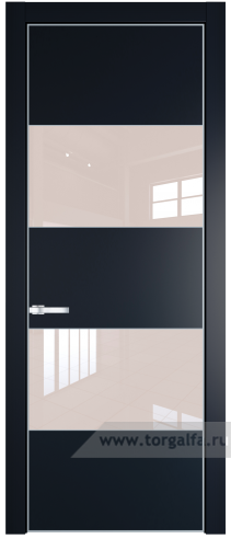 Дверь со стеклом ProfilDoors 22PA Lacobel Перламутровый лак с профилем Серебро (Нэви Блу (RAL 7016))