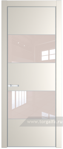 Дверь со стеклом ProfilDoors 22PA Lacobel Перламутровый лак с профилем Серебро (Перламутр белый)