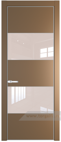 Дверь со стеклом ProfilDoors 22PA Lacobel Перламутровый лак с профилем Серебро (Перламутр золото)