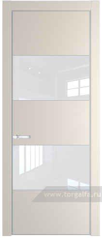 Дверь со стеклом ProfilDoors 22PA Лак классик с профилем Серебро (Кремовая Магнолия (RAL 120-04))