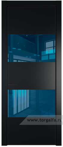 Дверь со стеклом ProfilDoors 22PA Зеркало Blue с профилем Черный матовый RAL9005 (Блэк)