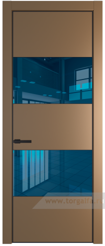 Дверь со стеклом ProfilDoors 22PA Зеркало Blue с профилем Черный матовый RAL9005 (Перламутр золото)