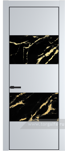 Дверь со стеклом ProfilDoors 22PA Нефи черный узор золото с профилем Черный матовый RAL9005 (Вайт (RAL 110 96 02))