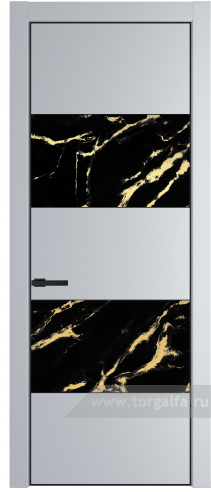 Дверь со стеклом ProfilDoors 22PA Нефи черный узор золото с профилем Черный матовый RAL9005 (Лайт Грей (RAL 870-01))