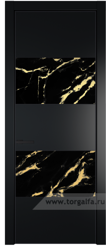 Дверь со стеклом ProfilDoors 22PA Нефи черный узор золото с профилем Черный матовый RAL9005 (Блэк)