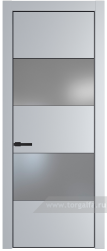 Дверь со стеклом ProfilDoors 22PA Lacobel Серебряный лак с профилем Черный матовый RAL9005 (Лайт Грей (RAL 870-01))