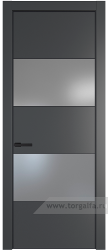 Дверь со стеклом ProfilDoors 22PA Lacobel Серебряный лак с профилем Черный матовый RAL9005 (Графит (Pantone 425С))