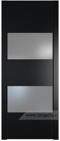Дверь со стеклом ProfilDoors 22PA Lacobel Серебряный лак с профилем Черный матовый RAL9005 (Блэк)