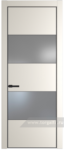 Дверь со стеклом ProfilDoors 22PA Lacobel Серебряный лак с профилем Черный матовый RAL9005 (Перламутр белый)