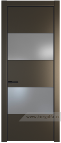 Дверь со стеклом ProfilDoors 22PA Lacobel Серебряный лак с профилем Черный матовый RAL9005 (Перламутр бронза)