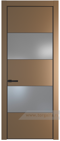 Дверь со стеклом ProfilDoors 22PA Lacobel Серебряный лак с профилем Черный матовый RAL9005 (Перламутр золото)