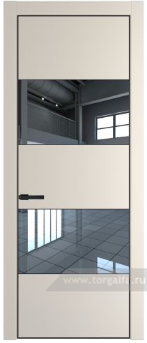 Дверь со стеклом ProfilDoors 22PA Зеркало с профилем Черный матовый RAL9005 (Кремовая Магнолия (RAL 120-04))