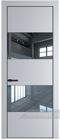 Дверь со стеклом ProfilDoors 22PA Зеркало с профилем Черный матовый RAL9005 (Лайт Грей (RAL 870-01))