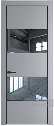 Дверь со стеклом ProfilDoors 22PA Зеркало с профилем Черный матовый RAL9005 (Смоки (RAL 870-02))