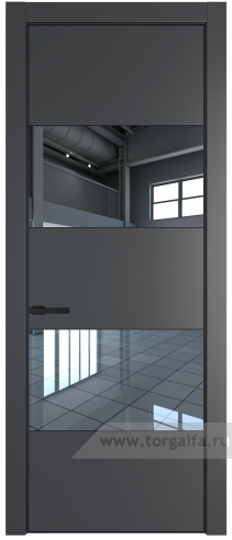 Дверь со стеклом ProfilDoors 22PA Зеркало с профилем Черный матовый RAL9005 (Графит (Pantone 425С))