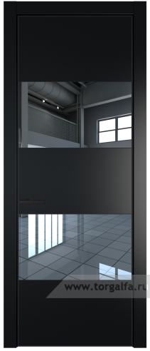 Дверь со стеклом ProfilDoors 22PA Зеркало с профилем Черный матовый RAL9005 (Блэк)