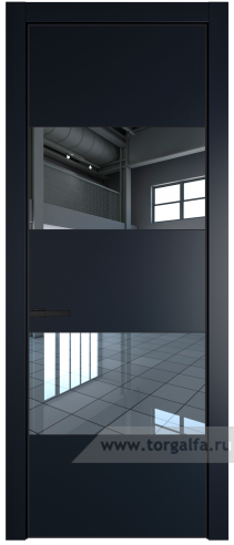 Дверь со стеклом ProfilDoors 22PA Зеркало с профилем Черный матовый RAL9005 (Нэви Блу (RAL 7016))