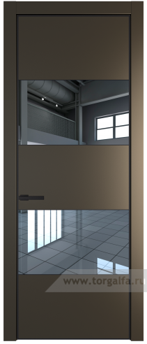 Дверь со стеклом ProfilDoors 22PA Зеркало с профилем Черный матовый RAL9005 (Перламутр бронза)