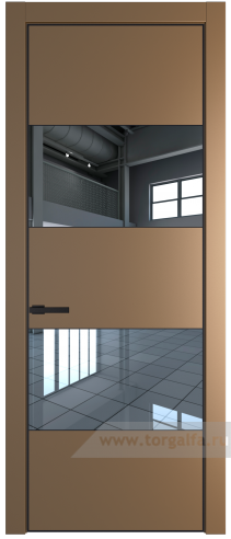 Дверь со стеклом ProfilDoors 22PA Зеркало с профилем Черный матовый RAL9005 (Перламутр золото)