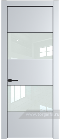 Дверь со стеклом ProfilDoors 22PA Lacobel Белый лак с профилем Черный матовый RAL9005 (Вайт (RAL 110 96 02))