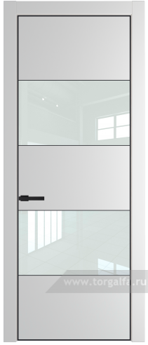Дверь со стеклом ProfilDoors 22PA Lacobel Белый лак с профилем Черный матовый RAL9005 (Крем Вайт (RAL 120-02))
