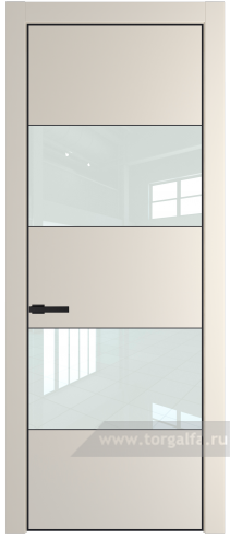 Дверь со стеклом ProfilDoors 22PA Lacobel Белый лак с профилем Черный матовый RAL9005 (Кремовая Магнолия (RAL 120-04))