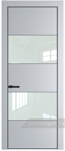 Дверь со стеклом ProfilDoors 22PA Lacobel Белый лак с профилем Черный матовый RAL9005 (Лайт Грей (RAL 870-01))