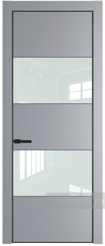Дверь со стеклом ProfilDoors 22PA Lacobel Белый лак с профилем Черный матовый RAL9005 (Смоки (RAL 870-02))