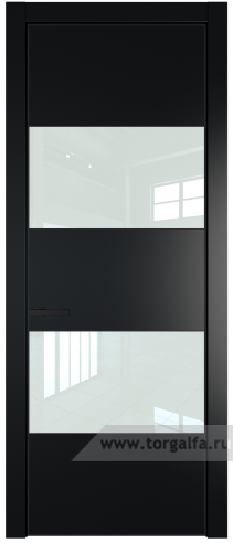 Дверь со стеклом ProfilDoors 22PA Lacobel Белый лак с профилем Черный матовый RAL9005 (Блэк)