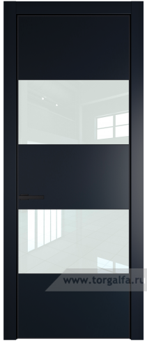 Дверь со стеклом ProfilDoors 22PA Lacobel Белый лак с профилем Черный матовый RAL9005 (Нэви Блу (RAL 7016))