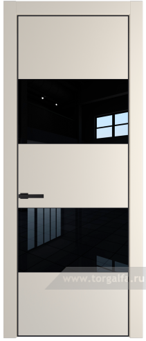 Дверь со стеклом ProfilDoors 22PA Lacobel Черный лак с профилем Черный матовый RAL9005 (Кремовая Магнолия (RAL 120-04))