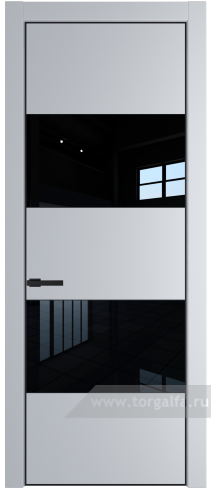 Дверь со стеклом ProfilDoors 22PA Lacobel Черный лак с профилем Черный матовый RAL9005 (Лайт Грей (RAL 870-01))