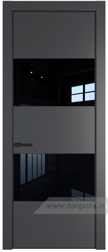 Дверь со стеклом ProfilDoors 22PA Lacobel Черный лак с профилем Черный матовый RAL9005 (Графит (Pantone 425С))